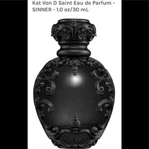 1oz Black glass spray bottle, Sinner EDP by Kat Von D. Authentic - new in box.